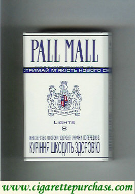 Pall Mall Famous American Cigarettes Lights 8 cigarettes hard box